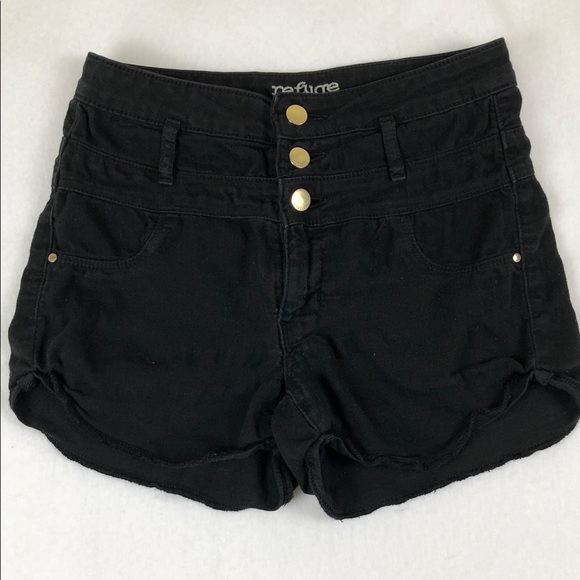 refuge Pants - Refuge Black High Waist Women's Shorts Sz 2 (B2)